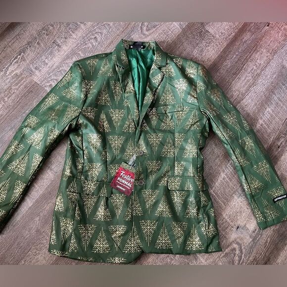 Suitmeister Holiday Snowflake Tree Blazer- Size Large - Picture 3 of 14